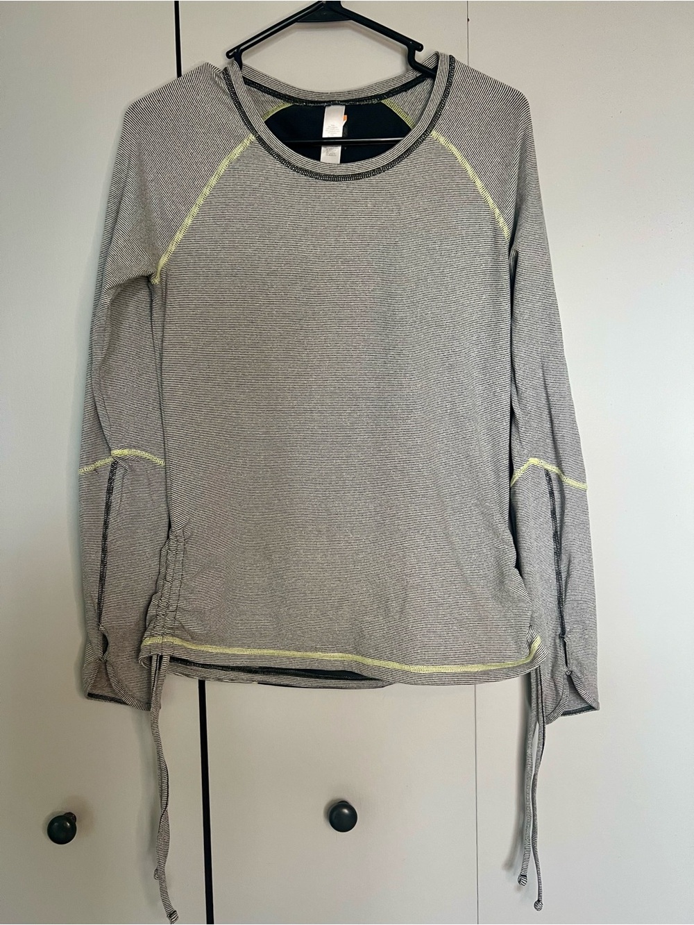 Lucy Gray Crewneck Sweater with Yellow Contrast Stitching